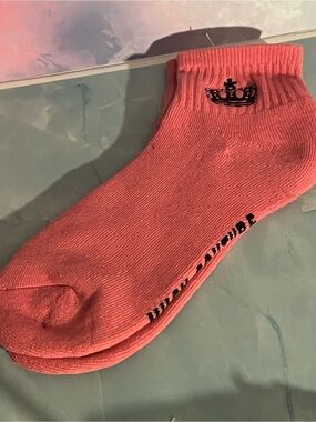Juicy Couture Coral Pink Crown Ankle Socks
